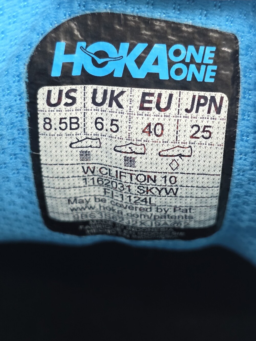 Hoka One One Womens Clifton 10 Blue White Running Walking Shoes Sneakers Sz 8.5B - Picture 16 of 16